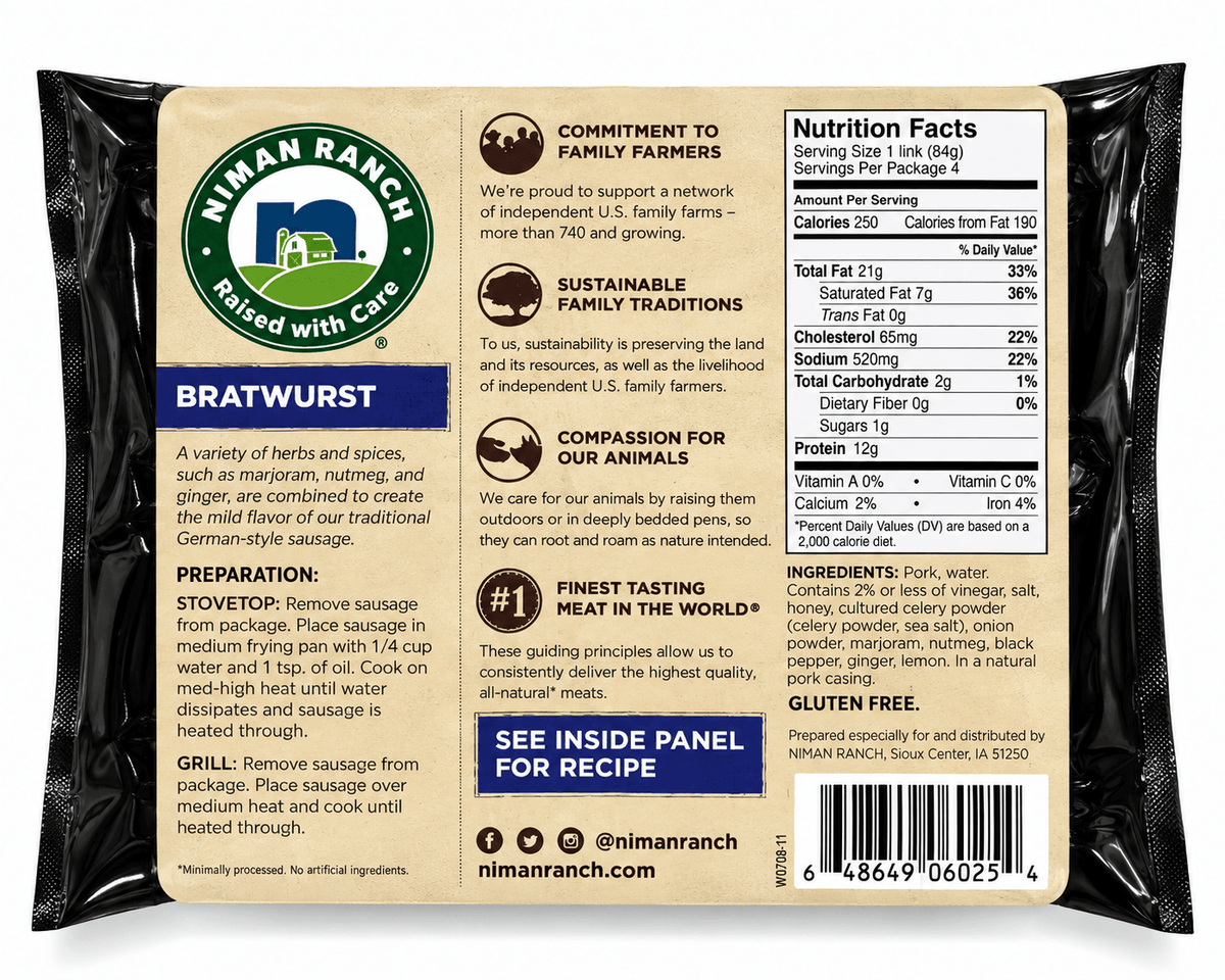 All-Natural Bratwurst Sausages