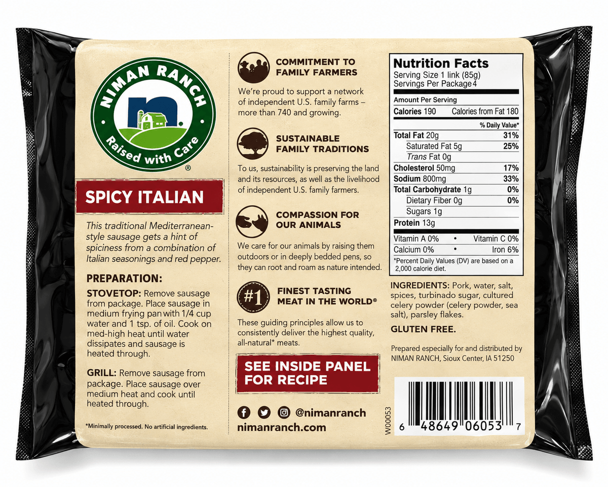 All-Natural Spicy Italian Sausages